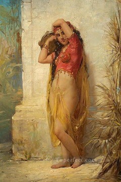 Arab Painting - shying girl Arabic woman